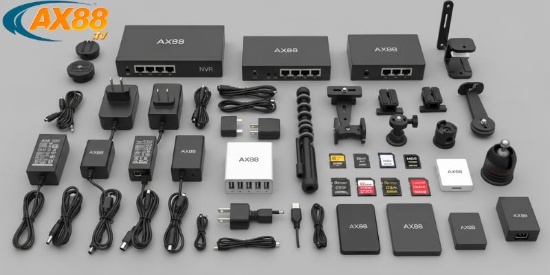 Phụ kiện AX88 – Mảnh ghép hoàn hảo cho hệ thống giám sát an ninh 2 Bộ phụ kiện AX88 đầy đủ từ nguồn, thẻ nhớ đến ổ cứng